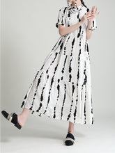 Round Neck Print Short Sleeve Loose Casual Dress